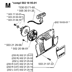 Starter Diagram and Parts List for 232RCAT 19954500001-Current Husqvarna Brush Cutter