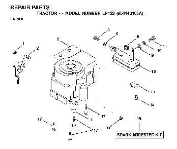 Engine Diagram and Parts List for LR122 (954140105A)(1999-09) Husqvarna Lawn Tractor