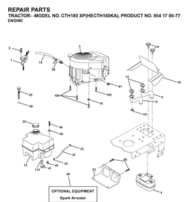 Engine Diagram and Parts List for CTH180XP (HECTH180KA)(2003-01) Husqvarna Lawn Tractor