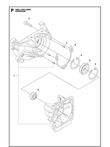 Crankcase Diagram and Parts List for 233RJ  Husqvarna Brush Cutter