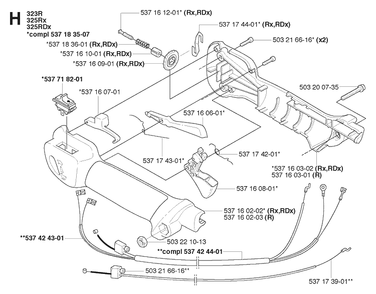 Throttle Controls Diagram and Parts List for 323R 20051800001-20061400000 Husqvarna Brush Cutter