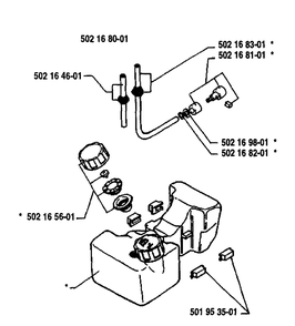 Fuel Tank Diagram and Parts List for 25RD 1989-10 Husqvarna Brush Cutter