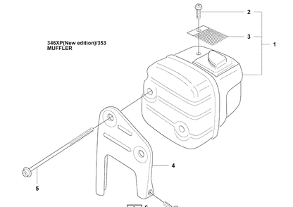 Muffler (Ne) Diagram and Parts List for 353 2009-02 Husqvarna Chainsaw