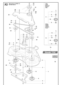 44 Inch/112cm Cutting Deck Diagram and Parts List for RIDER16 (965161601)(2007-06) Husqvarna Lawn Mower