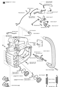 Fuel Tank And Handle Diagram and Parts List for 334T 20031800001-20034400000 Husqvarna Chainsaw