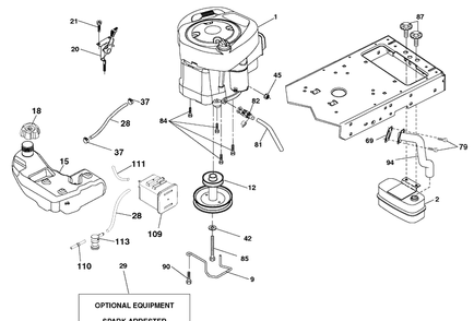 Engine Diagram and Parts List for YTH2042 (96043010601)(2010-02) Husqvarna Lawn Mower