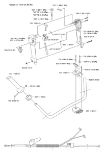 Throttle / Handle Diagram and Parts List for 345RX 2003-05 Husqvarna Brush Cutter