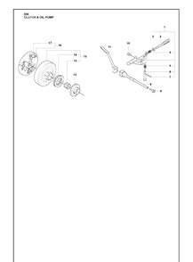 Clutch And Oil Pump Diagram and Parts List for 359 2010-02 Husqvarna Chainsaw