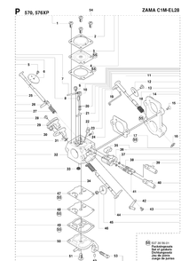 Carburetor Details Diagram and Parts List for 576XP-576XPEPA 20083100001-20100100000 Husqvarna Chainsaw