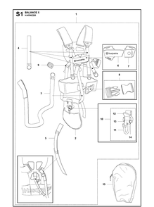 Harness Diagram and Parts List for 545F  Husqvarna Brush Cutter