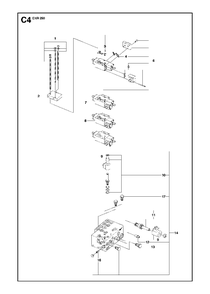 Hydraulic Stack Diagram and Parts List for DXR250 (1 - 10)(2010-06) Husqvarna Demolition Hammer