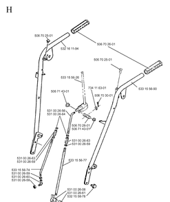 Handle 2 Diagram and Parts List for 10-30  Husqvarna Snow Blower