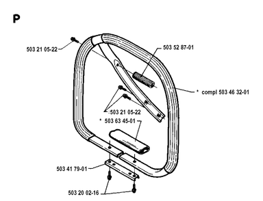 Handle Diagram and Parts List for 394XP 19940100001-19960100000 Husqvarna Chainsaw