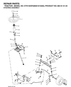 Steering Diagram and Parts List for CTH140XP (96061014300)(2006-04) Husqvarna Lawn Tractor