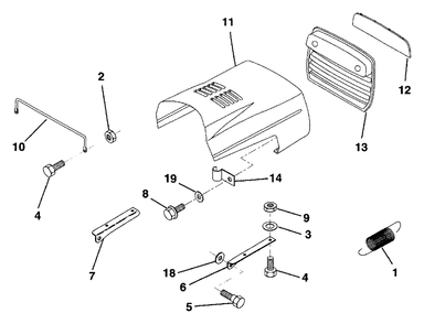 Hood Diagram and Parts List for LR12 (954002701-B)(1994-10) Husqvarna Lawn Tractor