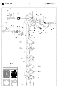Carburetor Details Diagram and Parts List for 435 20081800001-20090400000 Husqvarna Chainsaw