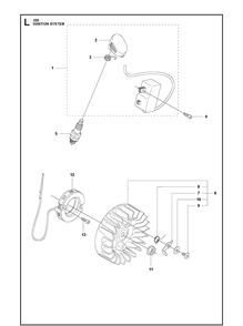 Ignition System Diagram and Parts List for 355FXT  Husqvarna Brush Cutter