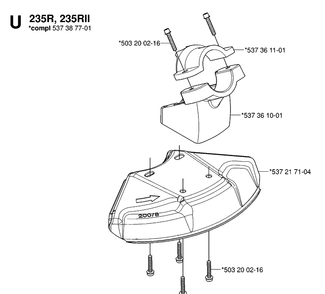 Guards Diagram and Parts List for 232R 20061400001-20144900000 Husqvarna Brush Cutter