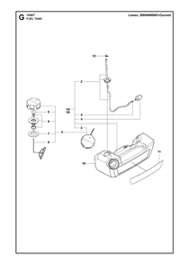 Fuel Tank Diagram and Parts List for 150BT2007-2021  Husqvarna Leaf Blower / Vacuum