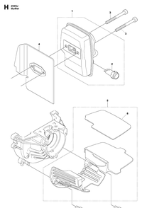 Muffler Diagram and Parts List for 233RJ 20090100001-20112700000 Husqvarna Brush Cutter