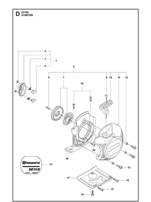 Starter Diagram and Parts List for 327ES 20101800001-20144900000 Husqvarna Edger