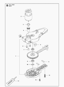 Gear Housing Diagram and Parts List for 136LIHD45  Husqvarna Hedge Trimmer