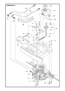 Chassis Rear Diagram and Parts List for R316TSXAWD 2022 Husqvarna Lawn Tractor