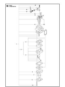 Carburetor Diagram and Parts List for 226HD75S 20090100001-20130499999 Husqvarna Hedge Trimmer