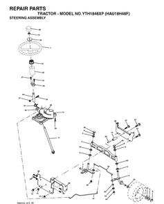 Steering Diagram and Parts List for YTH1848XP (HAU18H48F)(2004-01) Husqvarna Lawn Tractor