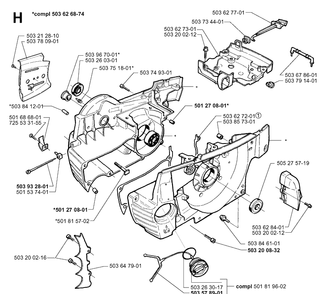 Crankcase 2 Diagram and Parts List for 365 19991400001-19994699999 Husqvarna Chainsaw
