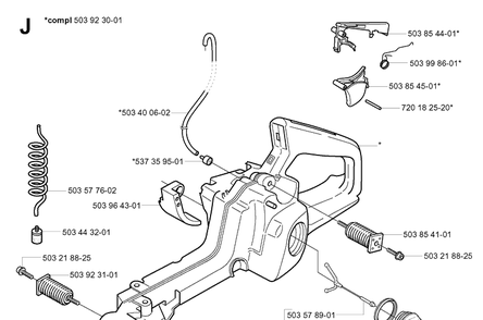 Fuel Tank Diagram and Parts List for 359 20050600001-20060600000 Husqvarna Chainsaw