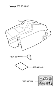 Top Cover Diagram and Parts List for 353EPA 2002-09 Husqvarna Chainsaw