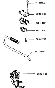 Handle Assembly Diagram and Parts List for 125L 1993-04 Husqvarna Trimmer