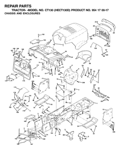 Chassis And Enclosures Diagram and Parts List for CT130 (954170017-D)(2001-01) Husqvarna Lawn Tractor