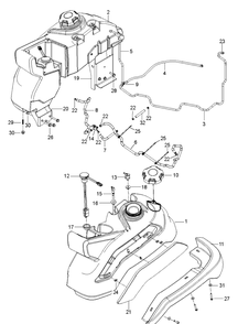 Fuel System Diagram and Parts List for Z560X (96793040100)(2018-08) Husqvarna Lawn Mower