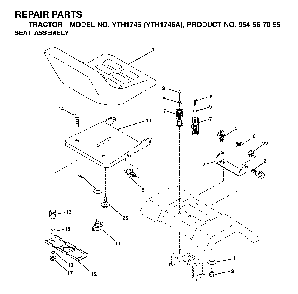 Seat Diagram and Parts List for YTH1746A (954567055)(2000-11) Husqvarna Lawn Tractor