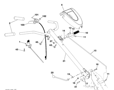 Handle Diagram and Parts List for DRT900E (96093002200)(2011-11) Husqvarna Cultivator