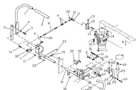 Motion Control Assembly Diagram and Parts List for ZTH5221KA 2000-09 Husqvarna Lawn Mower