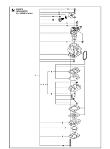 Carburetor Diagram and Parts List for 226HS75S  Husqvarna Hedge Trimmer