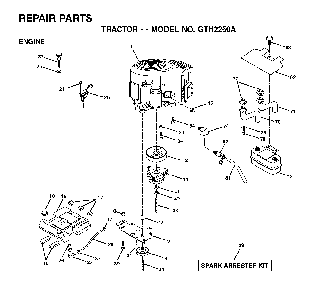 Engine Diagram and Parts List for GTH2250A (954567093)(2001-04) Husqvarna Lawn Tractor