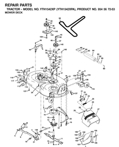 Mower Deck / Cutting Deck Diagram and Parts List for YTH1542XP (954567253)(2001-01) Husqvarna Lawn Tractor