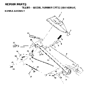 Handle And Controls Diagram and Parts List for CRT53 (954140063A)(1998-02) Husqvarna Tiller