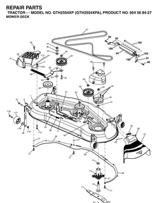 Mower Deck / Cutting Deck Diagram and Parts List for GTH2554XP-GTH2554XPA 2004-08 Husqvarna Lawn Tractor