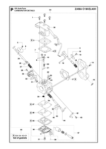 Carburetor Details Diagram and Parts List for 570AUTOTUNE 20104500001 - 20130900000 Husqvarna Chainsaw