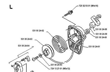 Starter Diagram and Parts List for 132LD 19904400001-19920100000 Husqvarna Edger