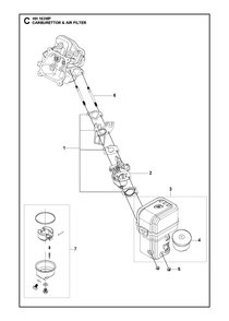 Carburetor And Air Filter Diagram and Parts List for HH163MP  Husqvarna Engine