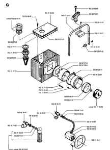 Oil Tank Diagram and Parts List for 250PS 19940600001-19960500000 Husqvarna Pole Saw