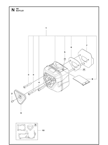 Muffler Diagram and Parts List for 585  Husqvarna Chainsaw