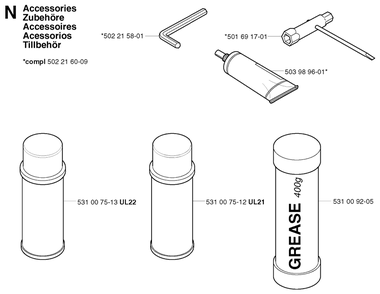 Accessories Diagram and Parts List for 325HD60X 20022200001 - 20062300000 Husqvarna Hedge Trimmer