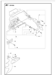 Clutch Cover Diagram and Parts List for 570 (570 EPA)(20090100001-Current) Husqvarna Chainsaw